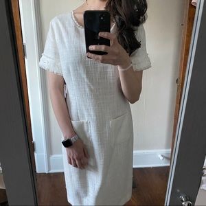 Karl Lagerfeld white tweet Paris dress